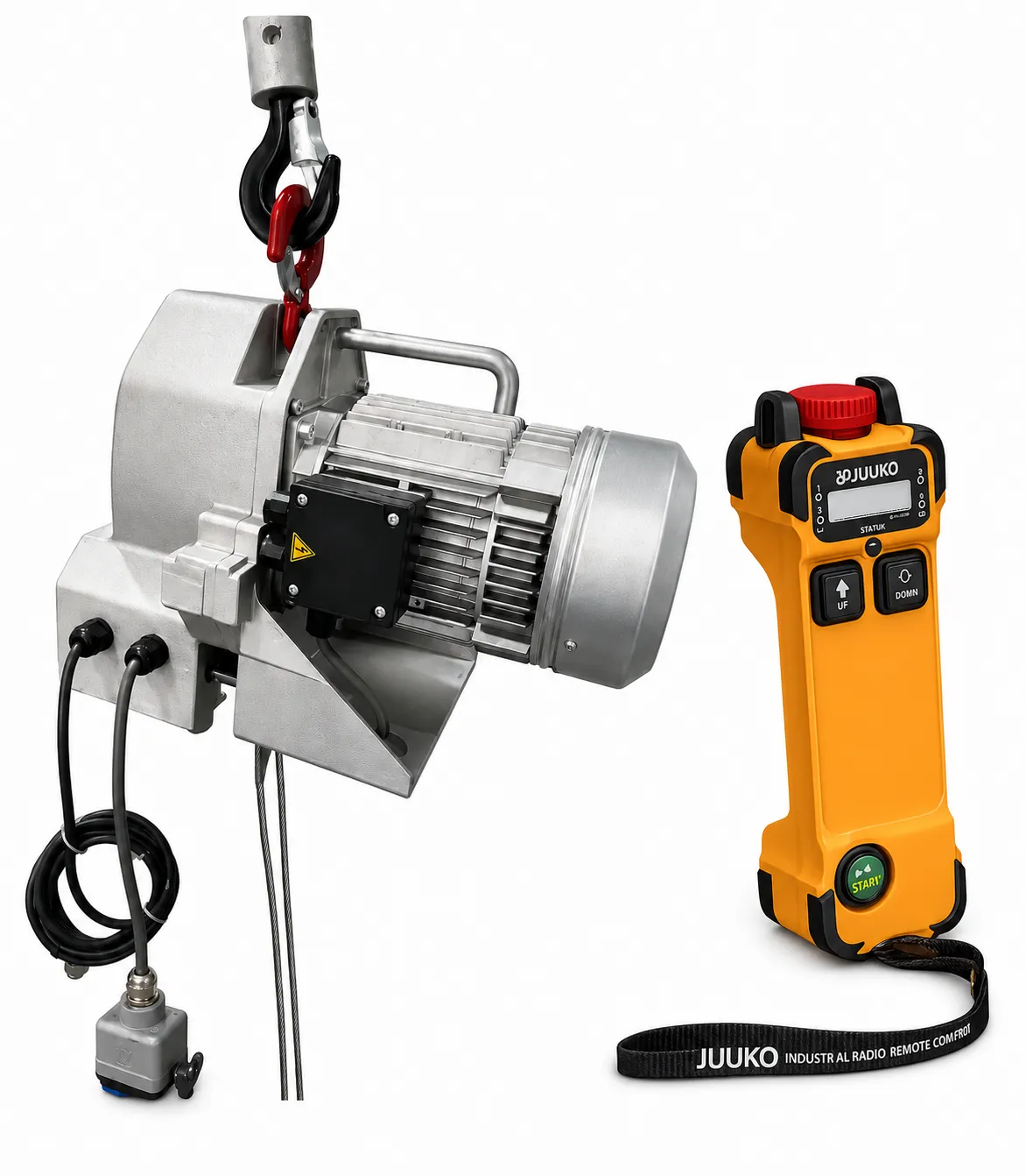 MH 500 CE certified minihoist electric endless rope winch with Juuko wireless remote