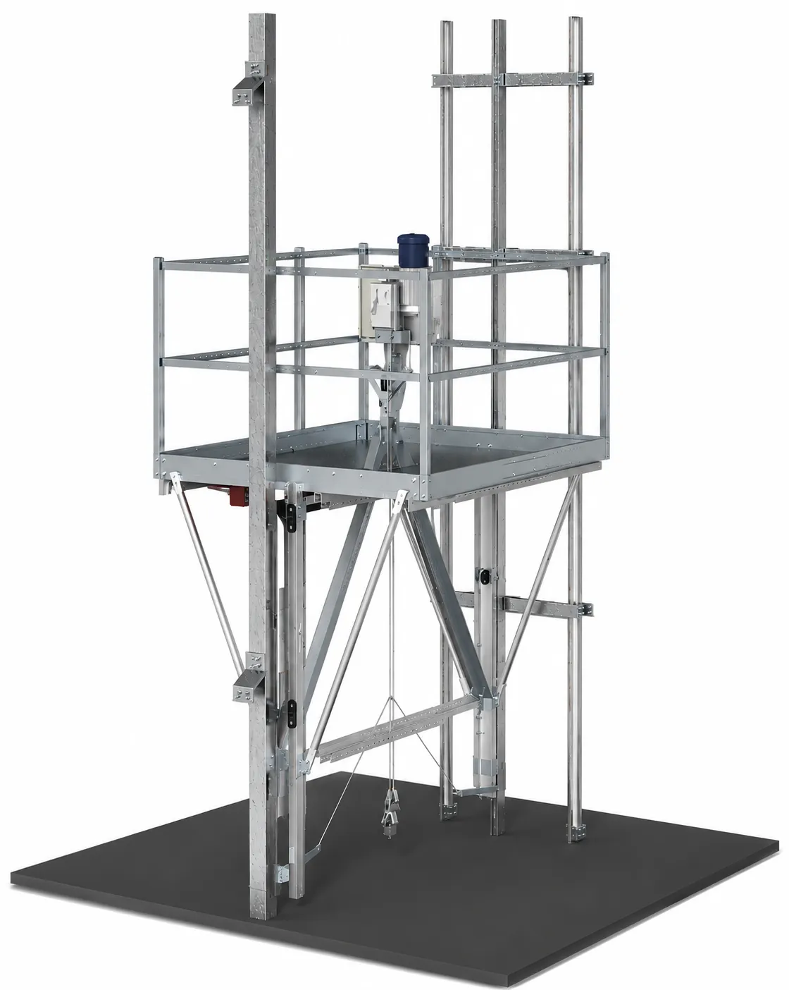 False car temporary working platform for elevator installation in a lift shaft